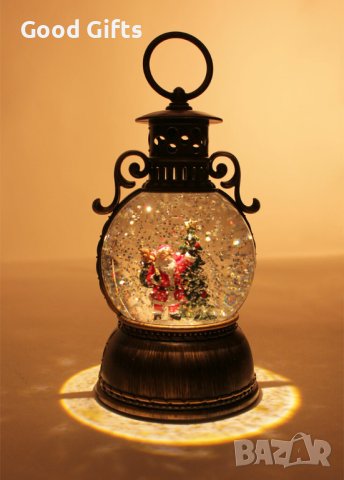 Музикален коледен фенер с Дядо Коледа и елха, снимка 1 - Декорация за дома - 43089739