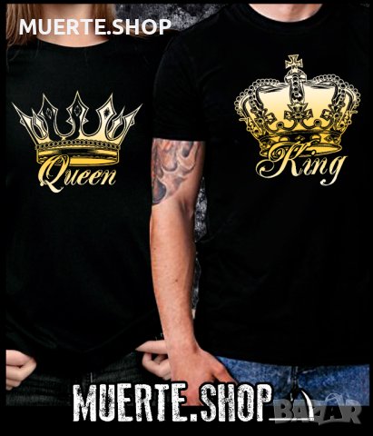 Комплект за двойки QUEEN AND KING с щампа, снимка 1 - Тениски - 44017134
