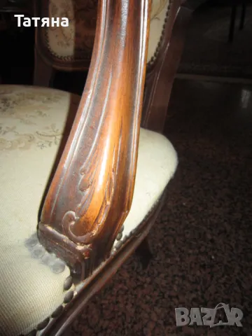 Старинен стол -СТИЛ ЛУИ 14  -ГОБЛЕНОВА ДАМАСКА, снимка 10 - Антикварни и старинни предмети - 49702011