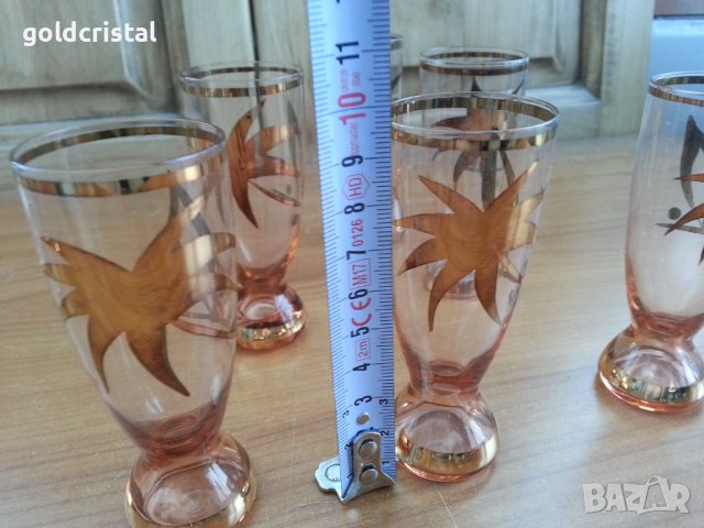 Ретро стъклени чаши чашки цветно стъкло, снимка 7 - Антикварни и старинни предмети - 36983802