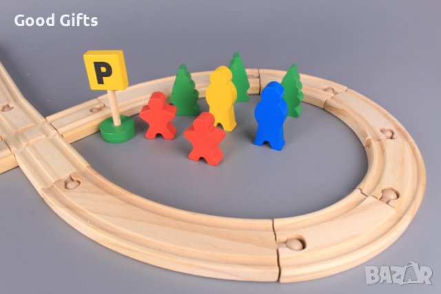 Дървено влакче с дървени релси, 48 части, снимка 5 - Влакчета, самолети, хеликоптери - 42949550