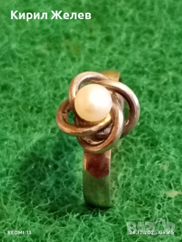 Дизайнески сребърен пръстен с ювелирно инкрустирана перла елегантен и стилен дизайн 52293, снимка 3 - Пръстени - 52889730