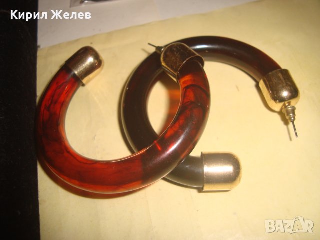 СТАРИ ВИНТИДЖ КАТАЛИНЕНИ ЗЛАТИСТИ АРТ ОБЕЦИ 25559, снимка 6 - Обеци - 35653948