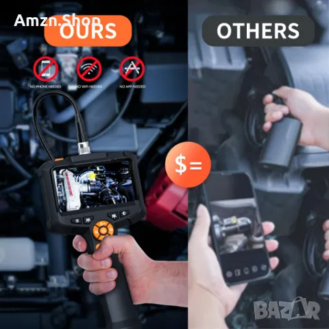 Ендоскопска камера двойна леща 4.3'' IPS екран 1080P HD Ендоскоп бароскоп за инспекция 5 метра, снимка 10 - Друга електроника - 47710071