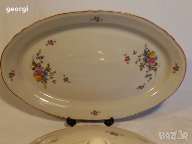 Български порцеланов супник с плато   14/4, снимка 3 - Сервизи - 44889529