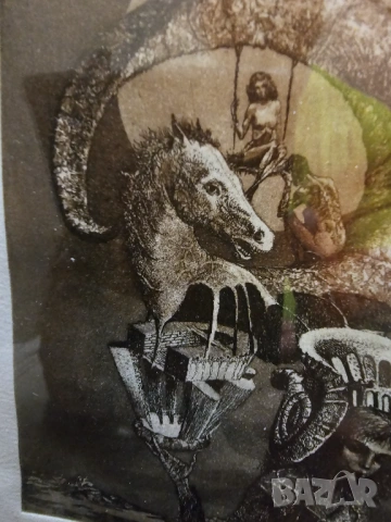 Стара картина  Сюрреалистична композиция 2002 г.  Робърт Баръмов /1966. - 2021 г.) - перфектна работ, снимка 3 - Картини - 53170110