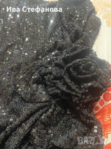 Блестяща нова къса нова парти коктейлна официална рокля черни  пайети, снимка 5 - Рокли - 43542718