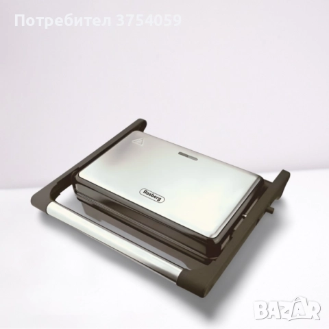 Тостер-сандвич Rosberg 1500W, Грил незалепващи бр. 1 плочи, Инокс с черно, 2 ГОДИНИ ГАРАНЦИЯ, снимка 4 - Скари - 51565547