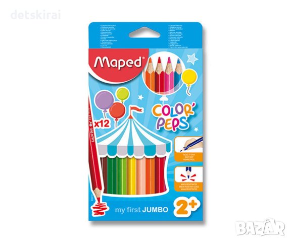 Джъмбо цветни моливи Maped, 12 цвята, снимка 1 - Образователни игри - 43182792