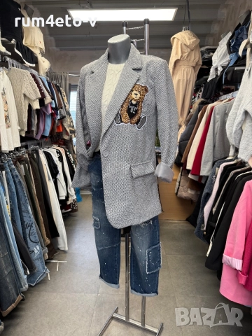 Палто с мече в 5 цвята , снимка 3 - Палта, манта - 52080525