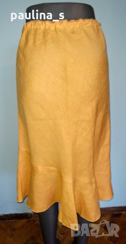 Ленена пола с асиметричен волан, снимка 5 - Поли - 28635526