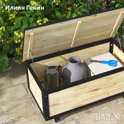 Градинска кутия за съхранение Outsunny, 121 литра, 2 колела, снимка 10 - Градински мебели, декорация  - 51715689