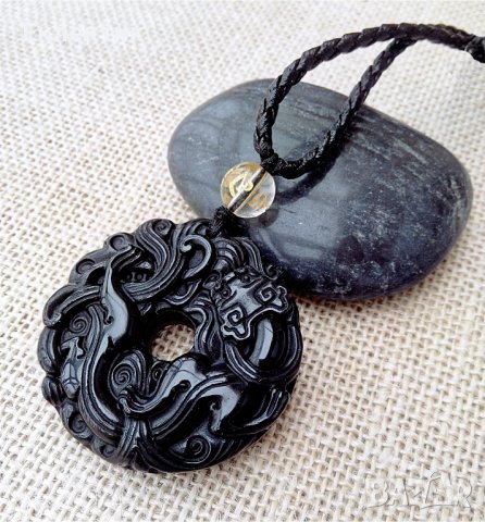 Амулети от естествен обсидиан с гердани, снимка 6 - Колиета, медальони, синджири - 38903566