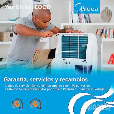 MIDEA Silent мобилен климатик 12000 BTU с евакуация  Описание:  MIDEA Silent 12000 BTU е мобилен кли, снимка 2 - Климатици - 53095987