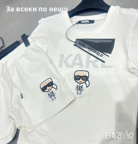 Karl Lagerfeld Дамски Памучен Летен Комплект С Бродирано Лого👚🩳Дамски Къс Екип - 3 Цвята Код A608, снимка 3 - Спортни екипи - 50465832
