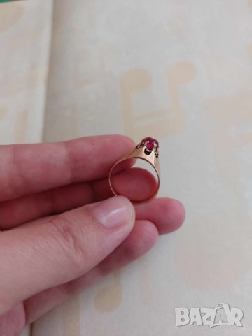 Руски златен пръстен с рубин, снимка 6 - Пръстени - 43453543