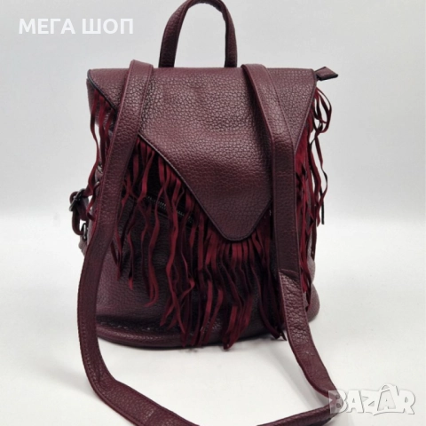 Дамска раница от еко к. с ресни – бохо стил, удобство и обем (36×30×16 см), снимка 14 - Раници - 52643484