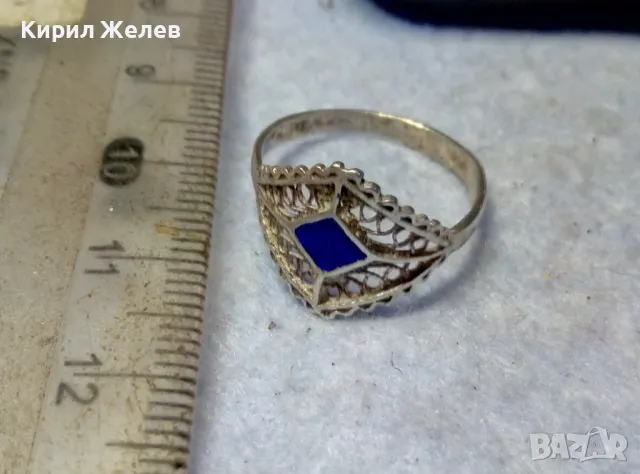 СТАРИНЕН ЕМАЙЛИРАН ФИЛИГРАНЕН ПРЪСТЕН СРЕБРО 800 ФИНА РЪЧНА РЕТРО АРТ ИЗРАБОТКА 47594, снимка 8 - Антикварни и старинни предмети - 49606653