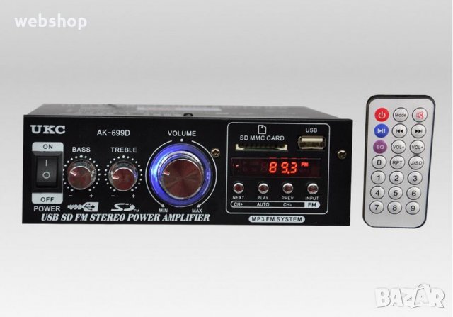 Домашен блутууд аудио усилвател AK-699BT, FM, SD, USB, BLT 2x15W 220V, снимка 1 - Ресийвъри, усилватели, смесителни пултове - 35461819