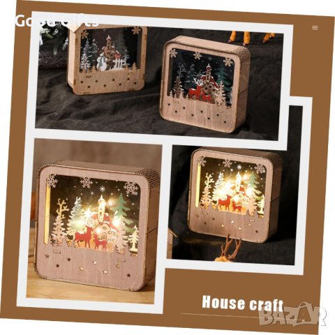 LED Светеща Коледна дървена къща, снимка 2 - Декорация за дома - 43072237