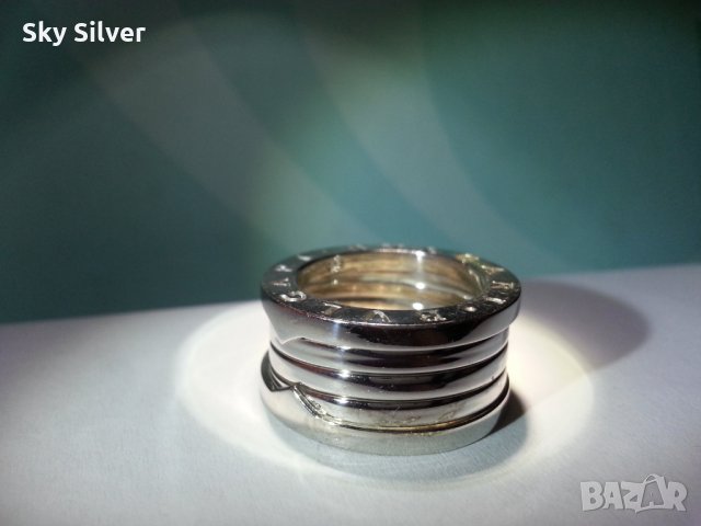 Сребърен пръстен пружина, по модел на BVLGARI, снимка 6 - Пръстени - 28045050