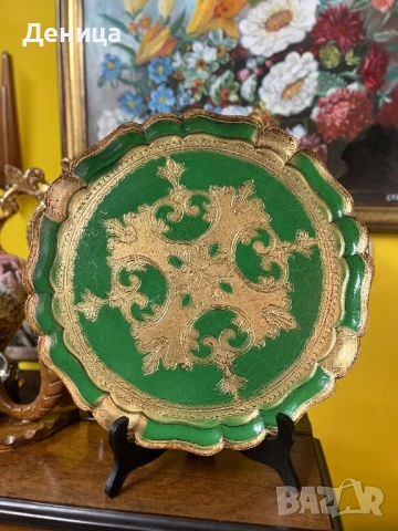 Италиански поднос Флорентински красавец с доказан произход и две маркировки , снимка 2 - Други - 51412104