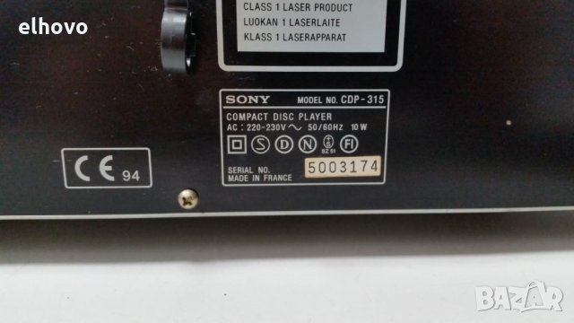 CD player SONY CDP-315, снимка 7 - MP3 и MP4 плеъри - 27825669