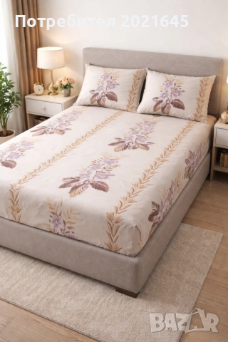 Чаршаф с ластик и 2 калъфки, снимка 3 - Спално бельо - 53577953