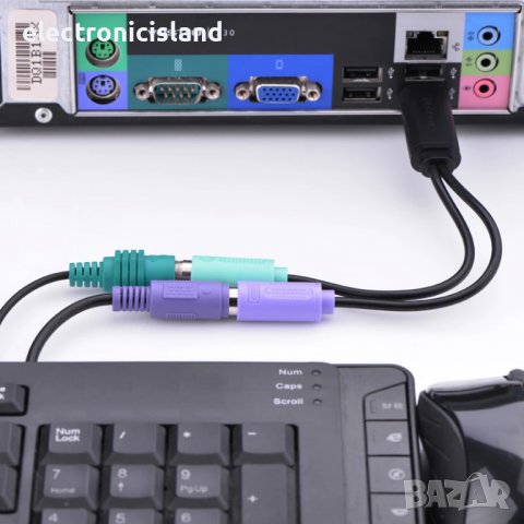 Преходник USB мъжки към двоен PS/2, PS2 женски адаптер за клавиатура и мишка конектор порт компютър, снимка 3 - Други - 39149900