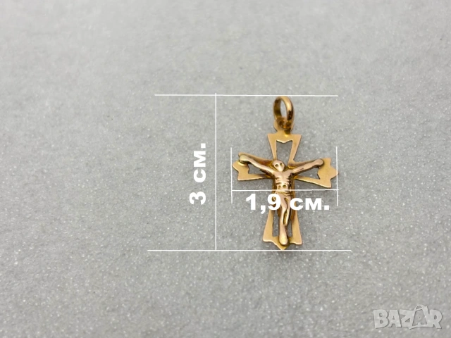 Българско Златно Кръстче-1,04 грама, 14К (проба 585), снимка 8 - Колиета, медальони, синджири - 53508143