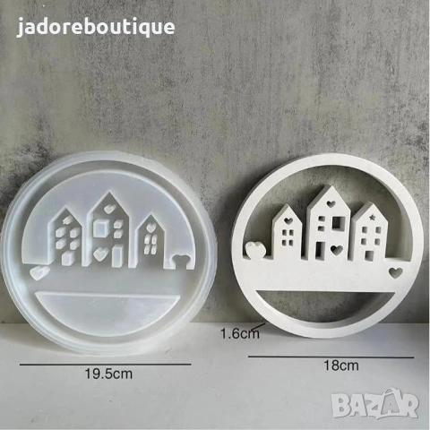 Силиконов молд Кръгло пано с къщи