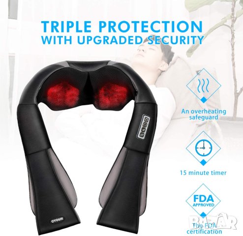 ПРОМОЦИЯ Шиацу масажор за врат и рамене X00168KY7H, снимка 5 - Масажори - 43409328