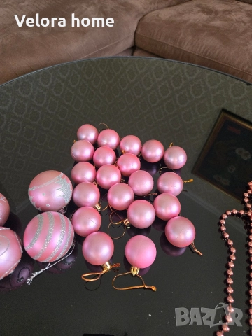 Розов сет от коледни играчки + гирлянд, снимка 3 - Декорация за дома - 52920506