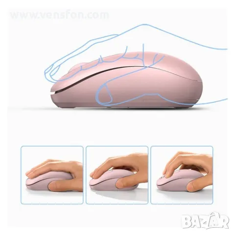 Безжична мишка МU105 2400 dpi UGREEN за Mac и PC – CHERRY PINK, снимка 2 - Клавиатури и мишки - 49401935