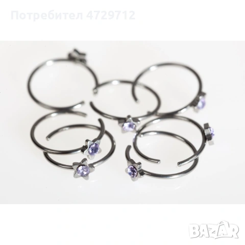 Обици за поставяне на носа с цирконий, снимка 16 - Обеци - 53498277