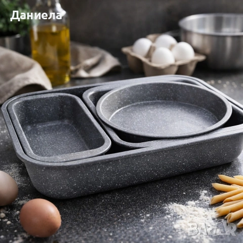 Комплект 4 тави за печене Cheffinger с мраморно незалепващо покритие 