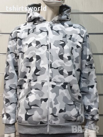 Нов мъжки камуфлажен суичър с цип и качулка, снимка 8 - Суичъри - 35565161