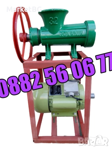 Чугунена месомелачка 32 номер, с мотор и стойка с приставки, снимка 4 - Месомелачки - 51553395
