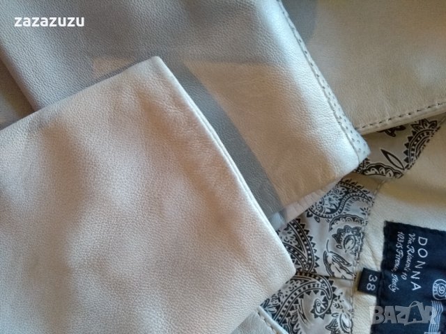 ЕСТЕСТВЕНА КОЖА - ITALY, агнешка напа, цвят слонова кост, вталено, снимка 9 - Якета - 32679376