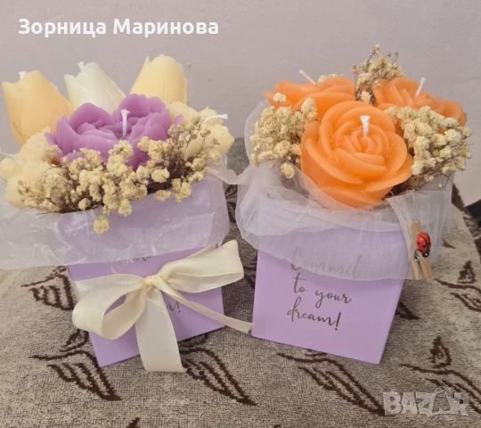 Ароматни букети от свещи, ръчна изработка, снимка 11 - Декорация за дома - 50639295