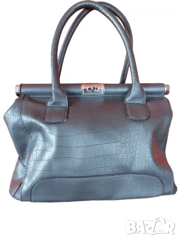 Дамска елегантна чанта от еко кожа Segue, Тъмносива, 36х25х15 см