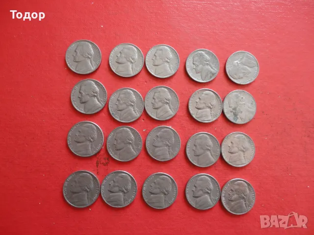 5 цента САЩ Лот американски монети центове 3, снимка 3 - Нумизматика и бонистика - 48431652