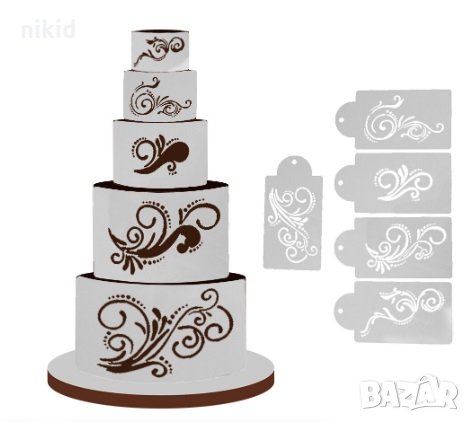 5 бр пълзящи орнаменти шаблона шаблони стенсили за торта сладки и др