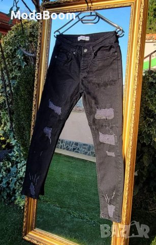 Мъжки черни дънки с кръпки , снимка 2 - Дънки - 37209020