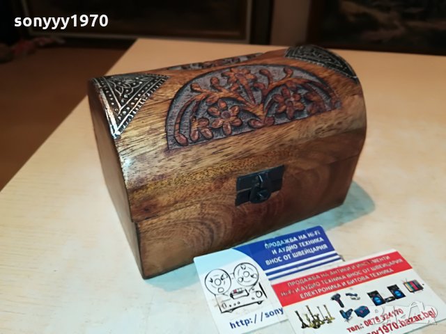 дървена кутия с дърворезба и метален обков 2007211211, снимка 16 - Антикварни и старинни предмети - 33573593