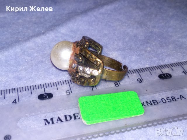 СТАР ЗЛАТИСТ ПЕРЛЕН РЕТРО ПРЪСТЕН от НЕРЪЖДАЕМА СТОМАНА РЕГУЛИРУЕМ 36610, снимка 10 - Пръстени - 39729500