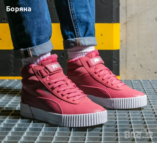 Puma Carina Mid Fur уникални пепел от рози дамски топли кецове с пух, снимка 3 - Маратонки - 53023864