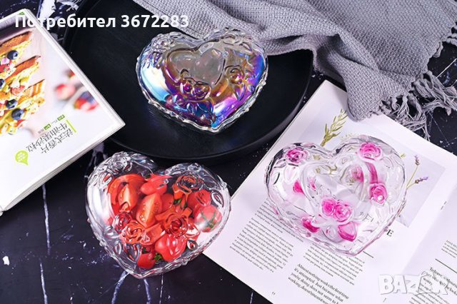 Чинийка под формата на сърце с розички , снимка 1 - Други - 43639780