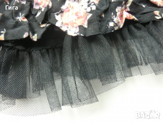 черна пола на рози с тюл Amisu, снимка 3 - Поли - 37348291