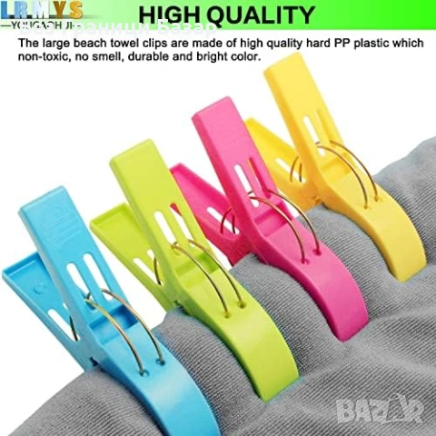 Нови Големи щипки за хавлии 12 см – плаж, басейн, шезлонг 4 броя компект, снимка 3 - Други стоки за дома - 53308134